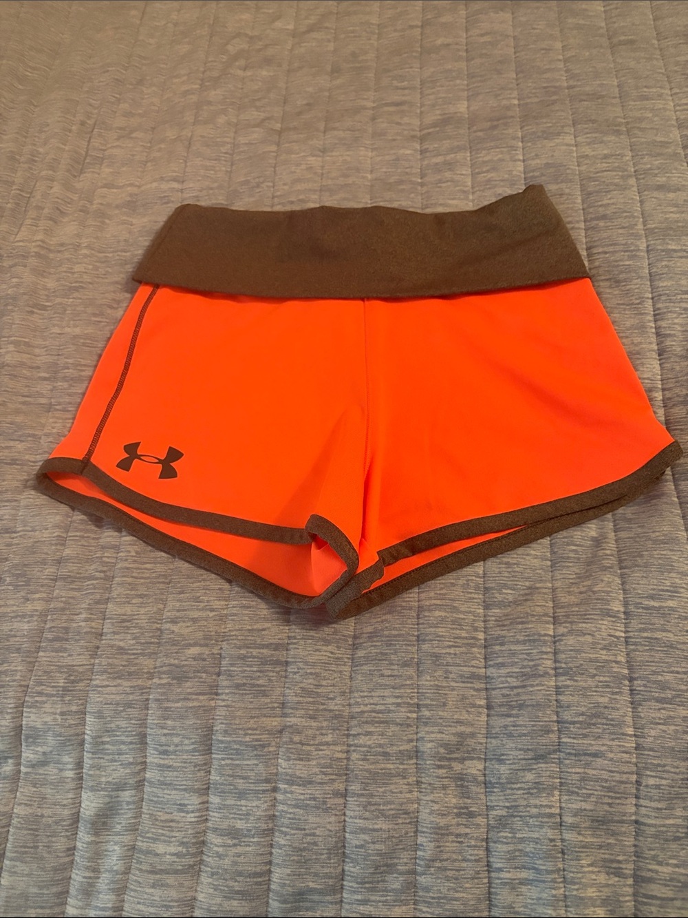 Under Armour Women’s Bright Orange Athletic Shorts with Dark Gray Trim